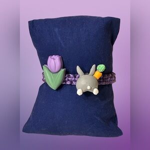 Easter bunny bracelet; tulip & bunny butt; adjustable; candy alternative, prize